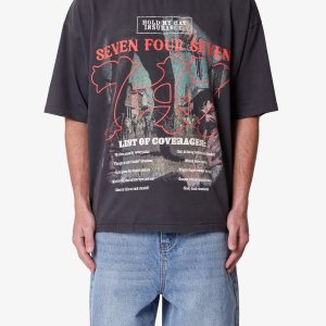747 Printed Tee - Washed Black
