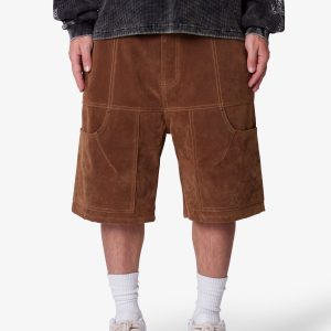 Baggy Suede Work Shorts - Brown