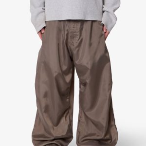 Cinched Baggy Nylon Pants - Olive