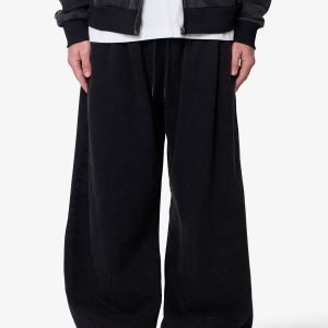 Cinched Baggy Sweatpants - Washed Black