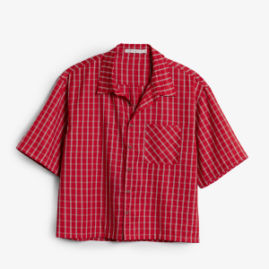 Crispy Poplin Over Shirt - Red
