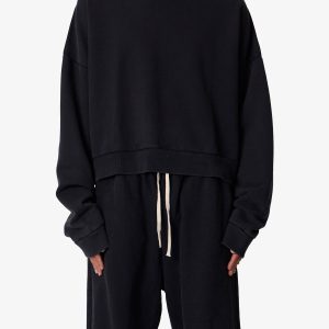 Cropped Crewneck - Washed Black