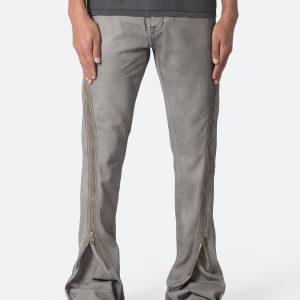 D519 Zipper Flare Denim - Grey