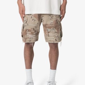 Distressed Cargo Shorts - Desert Camo