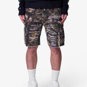 Distressed Cargo Shorts - Forest Camo