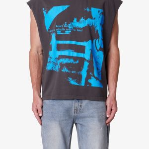 Distressed Sleeveless Tank - Washed Black