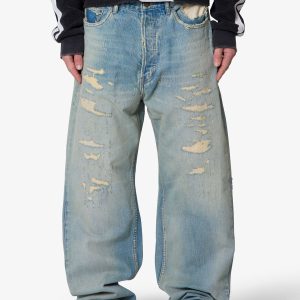 Distressed Ultra Baggy Denim - Blue