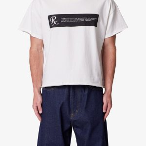 Distressed Wide Neck Tee - Antique White