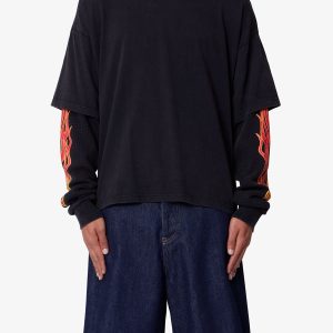 Double Layer Thermal Sleeve Tee - Washed Black