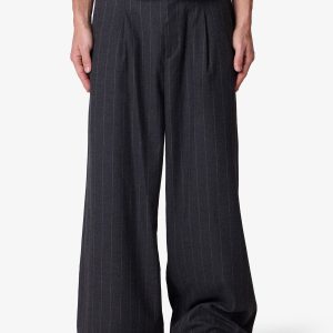 Easy Pleated Stripe Trouser - Grey/White