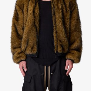 Fur Zip Up Jacket - Brown