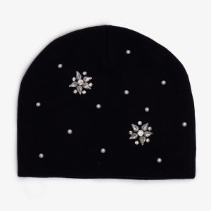Gemmed Crystal Beanie - Black