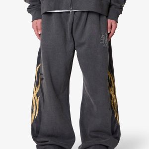 Gold Foil Tribal Sweatpants - Washed Black