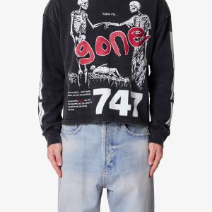 Gone Skeleton Print L/S Tee - Black