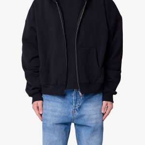 Heavy Basic Zip Up Hoodie - Black