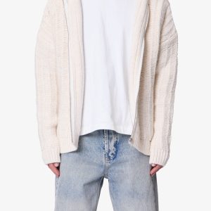 Knit Zip Up Hoodie - Off White