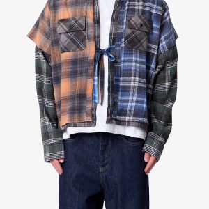 Knot Tie Mix Flannel Shirt - Multi