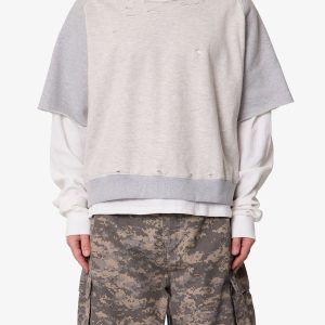 Layered Thermal Raglan Sweater - Heather Grey