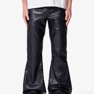 Leather Flare Pants - Black