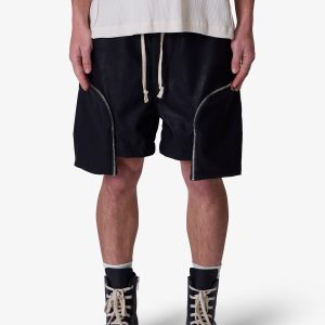Leather Pocket Geo Shorts - Black