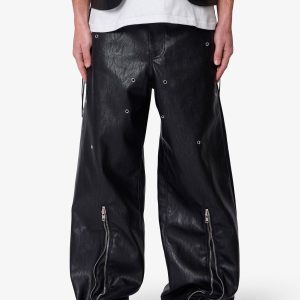 Leather Rave Zip Pants - Black
