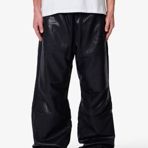 Leather Ultra Baggy Sweatpants - Black