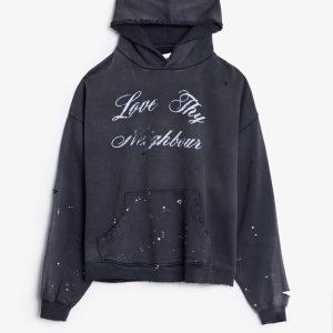 Love Thy Neighbour Hoodie - Washed Black