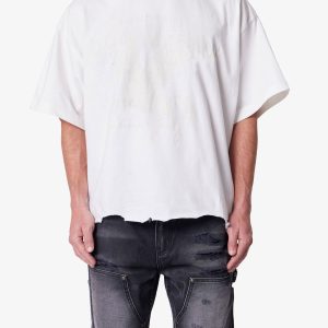 Moth Eaten Cropped Tee - White