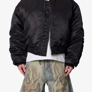Oversized Bomber Jacket - Black