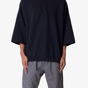 Oversized Knit Polo S/S Shirt - Black