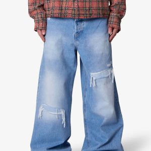 Patched Rave Denim - Washed Blue