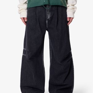 Raw Pleated Denim - Rinsed Black