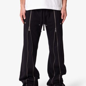 Rivet Zipper Flare Sweatpants - Black