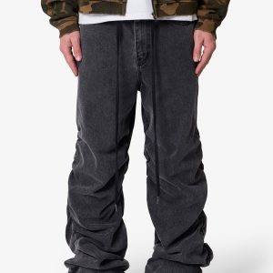 Ruched Denim - Washed Black