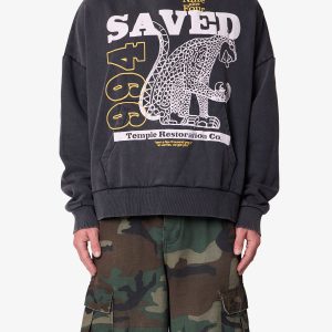 Saved Printed Hoodie - Washed Black