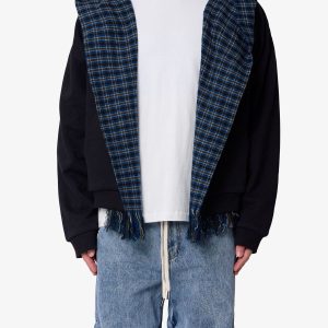 Scarf Zip Up Hoodie - Black