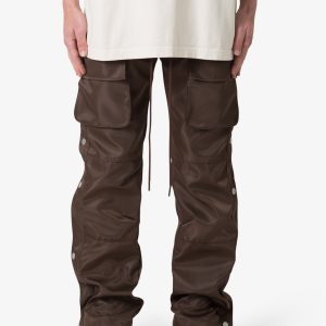 Snap Front Cargo Pants - Brown