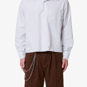 Striped L/S Button Up Shirt - Grey/White