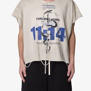Tattered Cut Off Tee - Off White