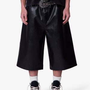 Ultra Baggy Leather Shorts - Black