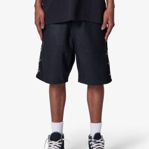 Ultra Baggy Leather Studded Shorts - Black