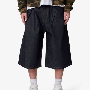 Ultra Baggy Pleated Denim Shorts - Rinsed Indigo