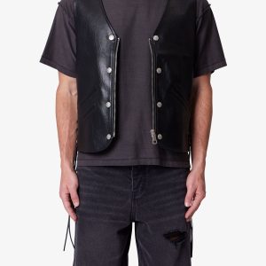Vintage Biker Vest - Black