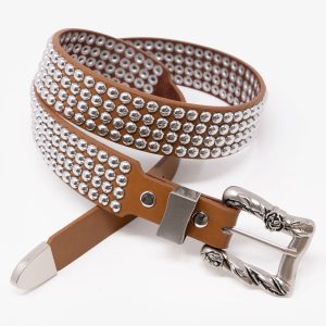 Vintage Studded Belt - Brown
