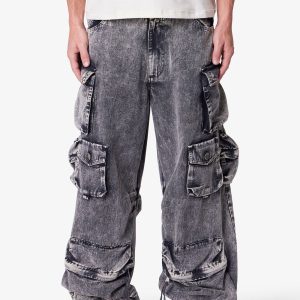 Washed Barrel Cargo Pants - Washed Black