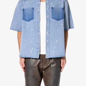 Washed Denim Button Up Shirt - Blue