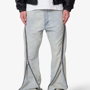 Zipper Extra Flare Denim - Light Vintage